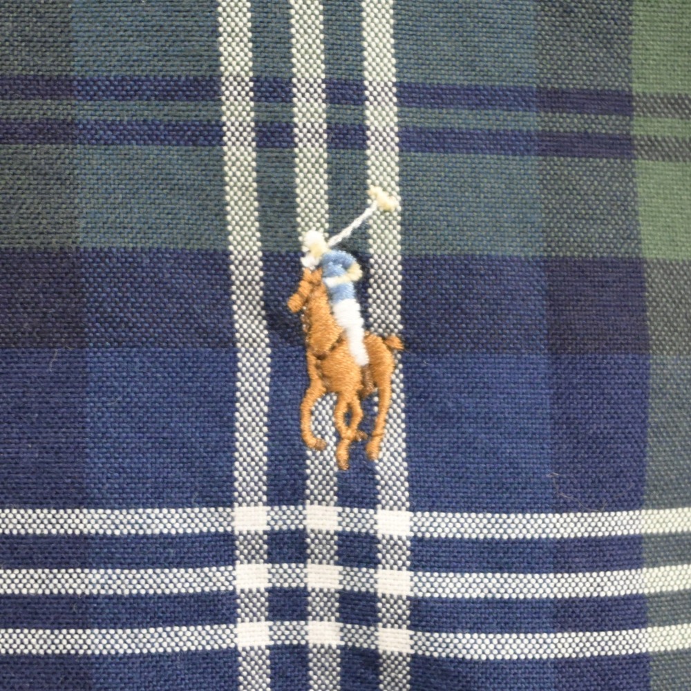 Ralph Lauren Button Up Mens M Classic Fit Blue Green Plaid Long Sleeve Pony Logo - Picture 4 of 12